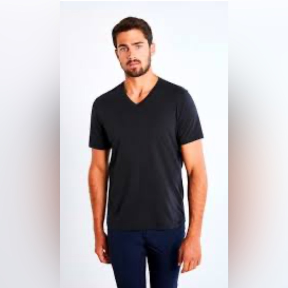 Banana Republic Black Short Sleeve V-Neck Tee